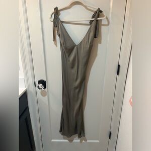 Cali Dreaming olive silk dress *tag is torn but no other damage